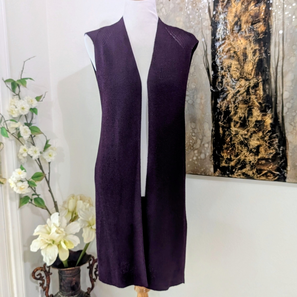 Chico's Deep Purple Open Front Cardigan